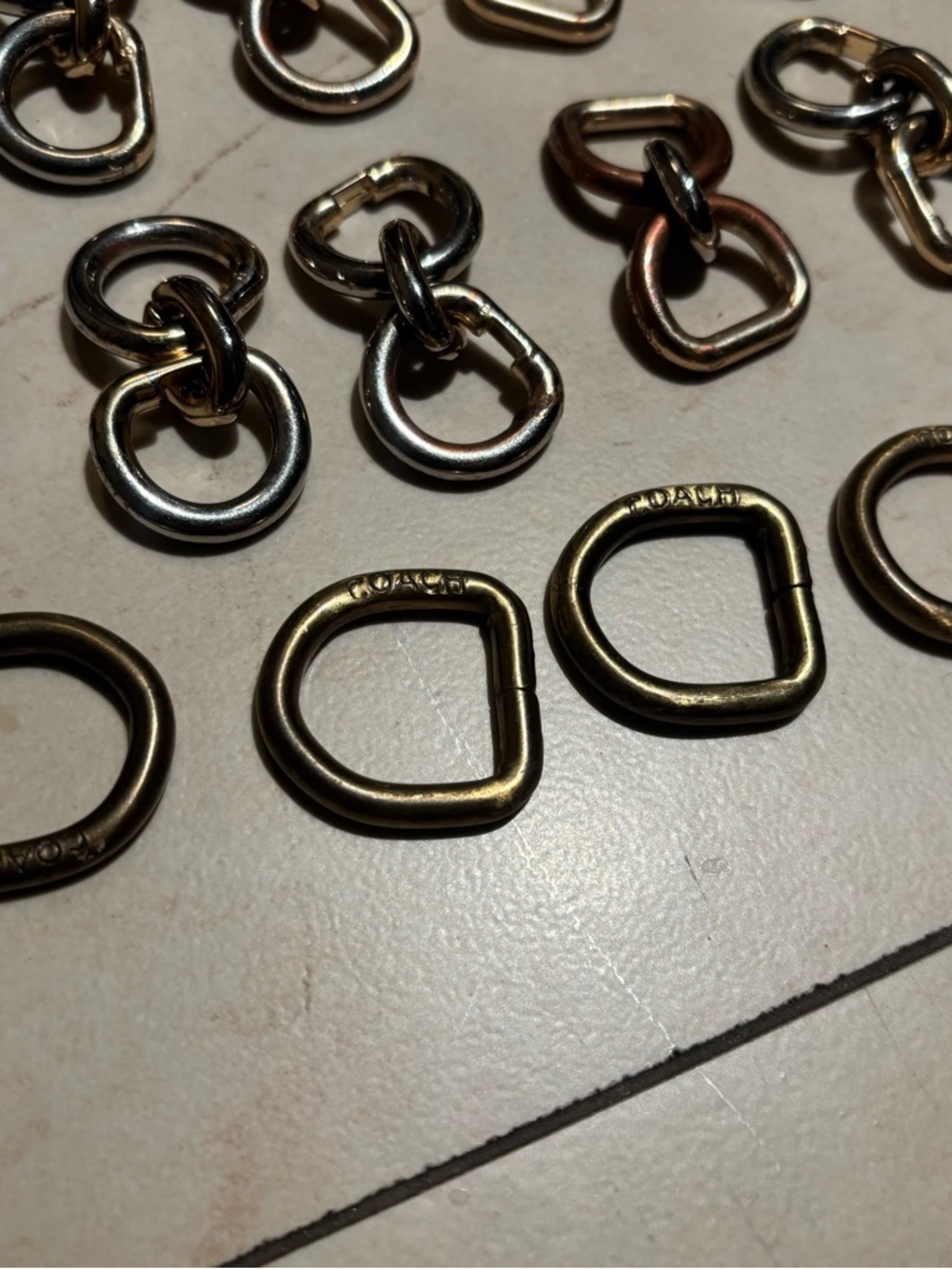 Coach Mixed Metal D-Ring & Link Hardware - Gold, Bronze, Silver Tones - Picture 3 of 5